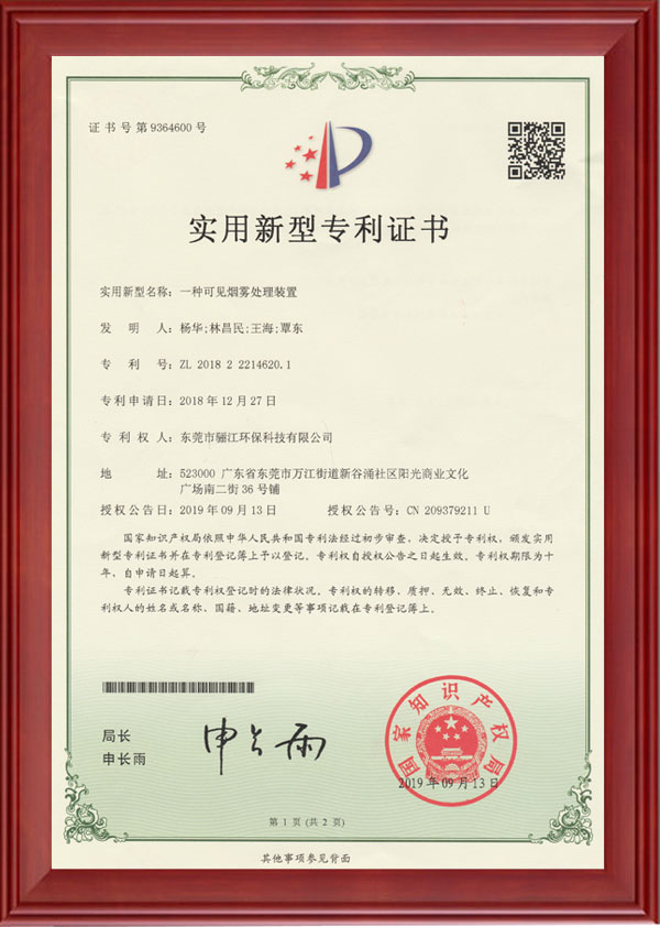 一種可見(jiàn)煙霧處理裝置